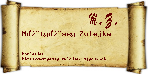 Mátyássy Zulejka névjegykártya